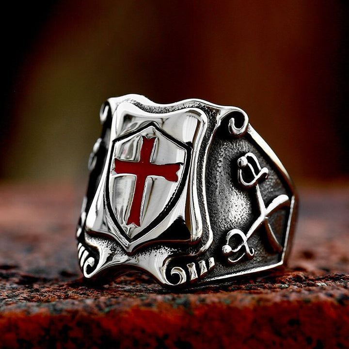 ULIKING JEWELRY RINGS Viking Shield Cross Stainless Steel Ring 05