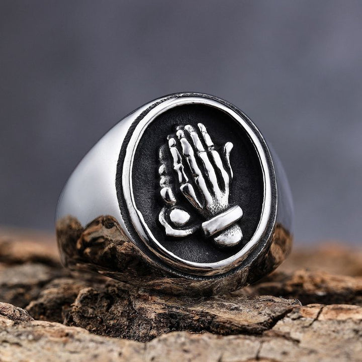 ULIKING JEWELRY RINGS Praying Hands Stainless Steel Ring 02