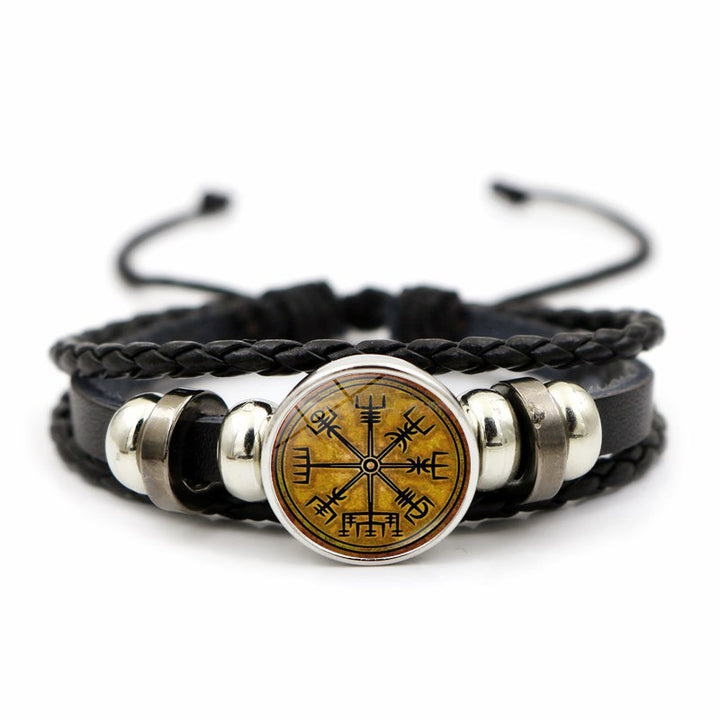 ULIKING JEWELRY BRACELET Viking Compass Rune Leather Bracelet 06