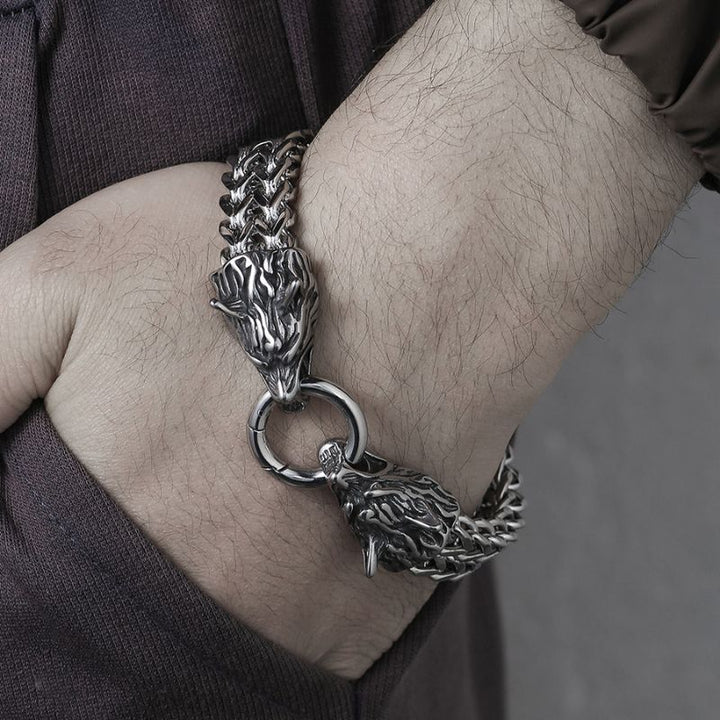  ULIKING JEWELRY BRACELETS Viking Odin Wolf Stainless Steel Bracelet 03