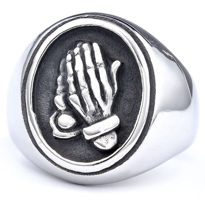 ULIKING JEWELRY RINGS Praying Hands Stainless Steel Ring 04