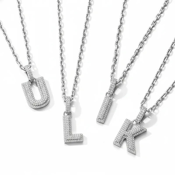  ULIKING JEWELRY PENDANTS 925 Sterling Silver Available In 26 Letters Fully Rhinestone Letter pendant 01