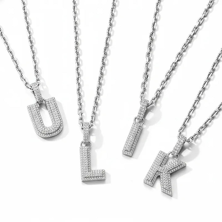  ULIKING JEWELRY PENDANTS 925 Sterling Silver Available In 26 Letters Fully Rhinestone Letter pendant 01