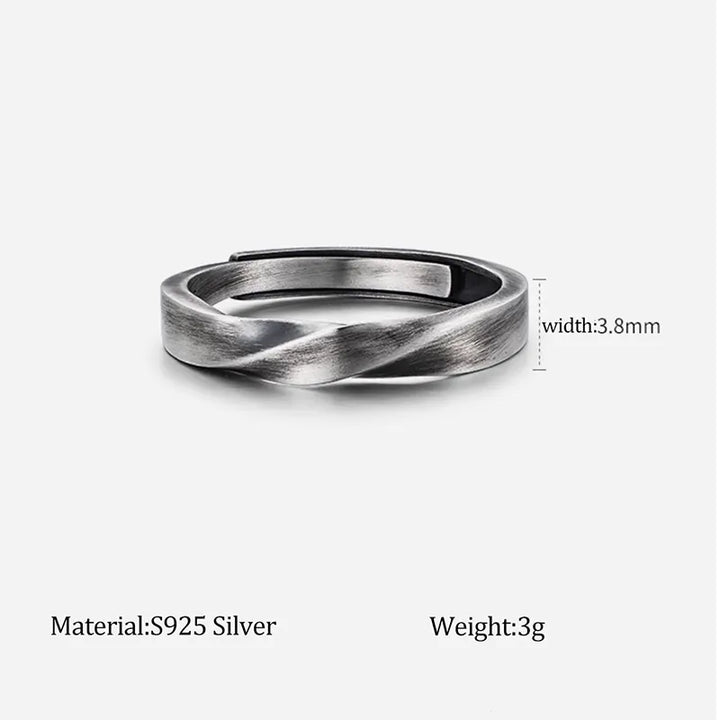 ULIKING JEWELRY RINGS 925 Sterling Silver Möbius Strip Couple Ring 04