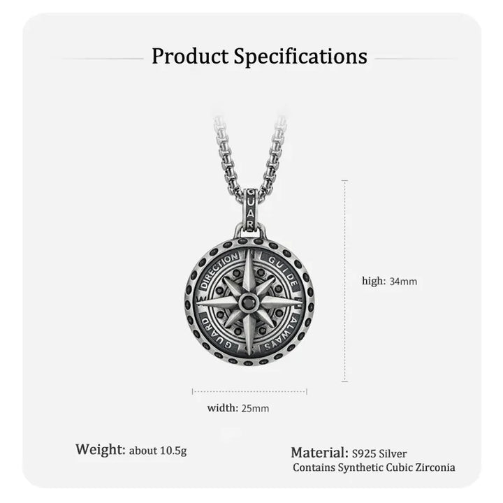  ULIKING JEWELRY PENDANTS 925 Sterling Silver Polaris Nautical Compass Pendant 07