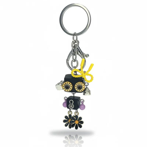  ULIKING JEWELRY KEYCHAIN   Black Bean Buddy Steampunk Robot Handmade Keychain 01