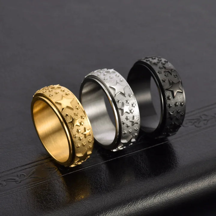 ULIKING JEWELRY RINGS Fashion Pentagram Stainless Steel Spinner Ring 04