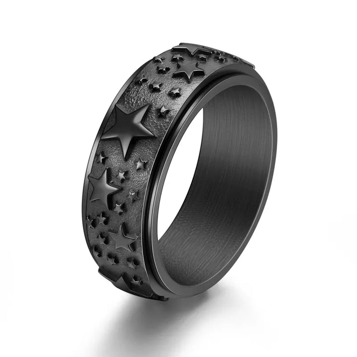 ULIKING JEWELRY RINGS Fashion Pentagram Stainless Steel Spinner Ring 07