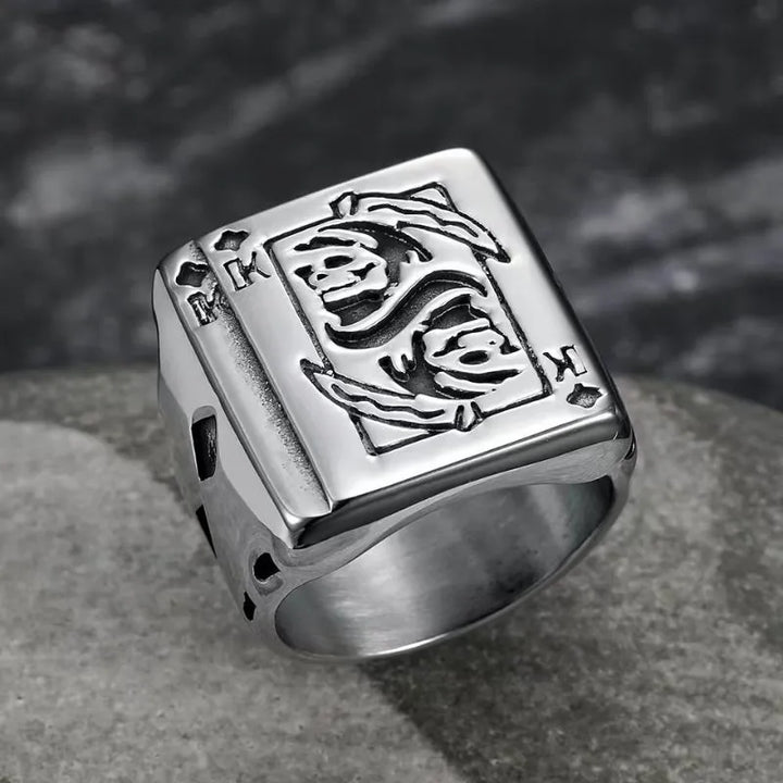 ULIKING JEWELRY RINGS Gothic Death Poker Design Stainless Steel Ring 04