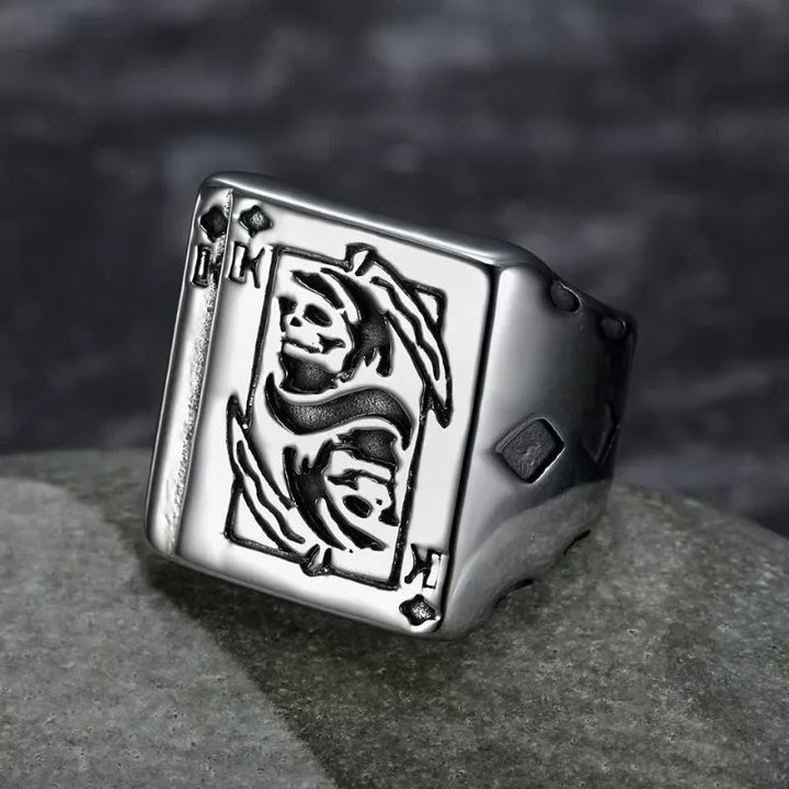 ULIKING JEWELRY RINGS Gothic Death Poker Design Stainless Steel Ring 05