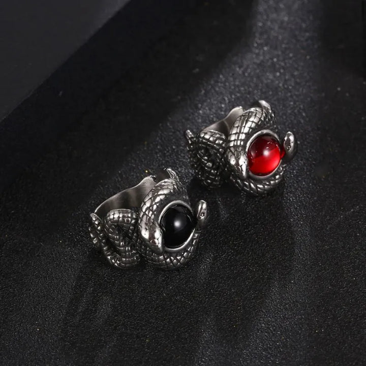 ULIKING JEWELRY RINGS  Gothic Snake Gemstone Stainless Steel Ring 01