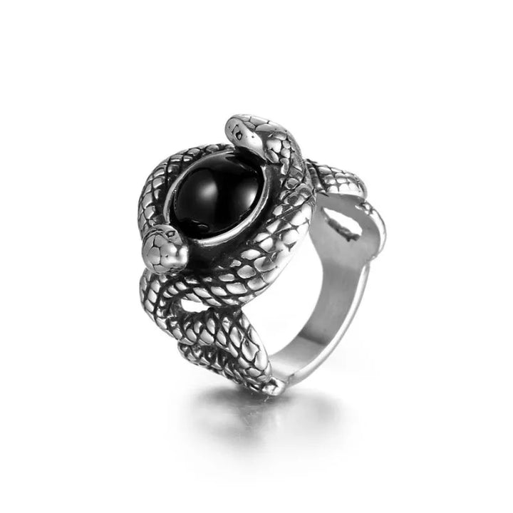 ULIKING JEWELRY RINGS  Gothic Snake Gemstone Stainless Steel Ring 04