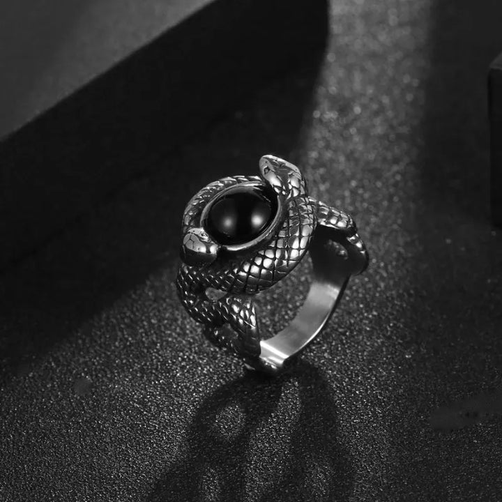 ULIKING JEWELRY RINGS  Gothic Snake Gemstone Stainless Steel Ring 03