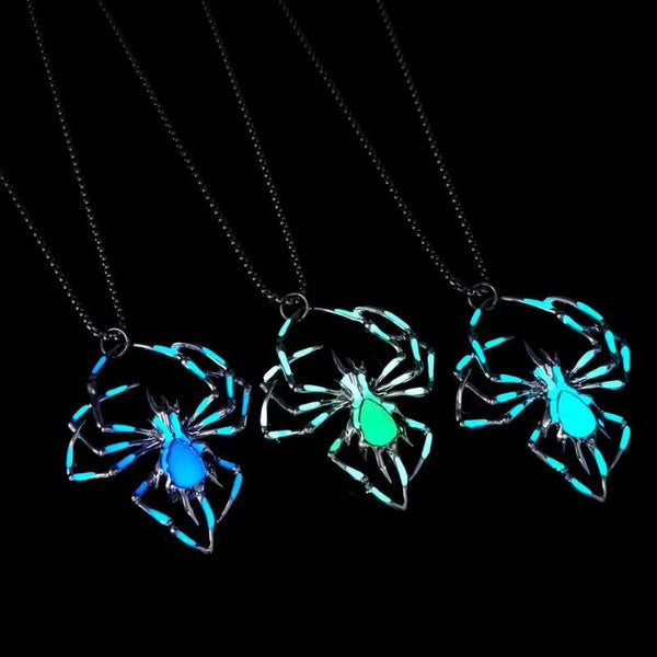  ULIKING JEWELRY NECKLACES Halloween Luminous Spider Stainless Steel Necklace 01