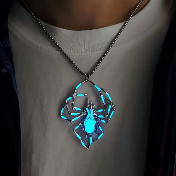  ULIKING JEWELRY NECKLACES Halloween Luminous Spider Stainless Steel Necklace 02