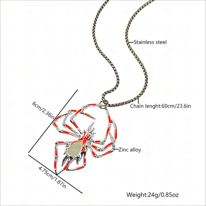  ULIKING JEWELRY NECKLACES Halloween Luminous Spider Stainless Steel Necklace 04