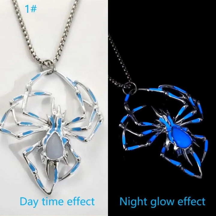  ULIKING JEWELRY NECKLACES Halloween Luminous Spider Stainless Steel Necklace 05