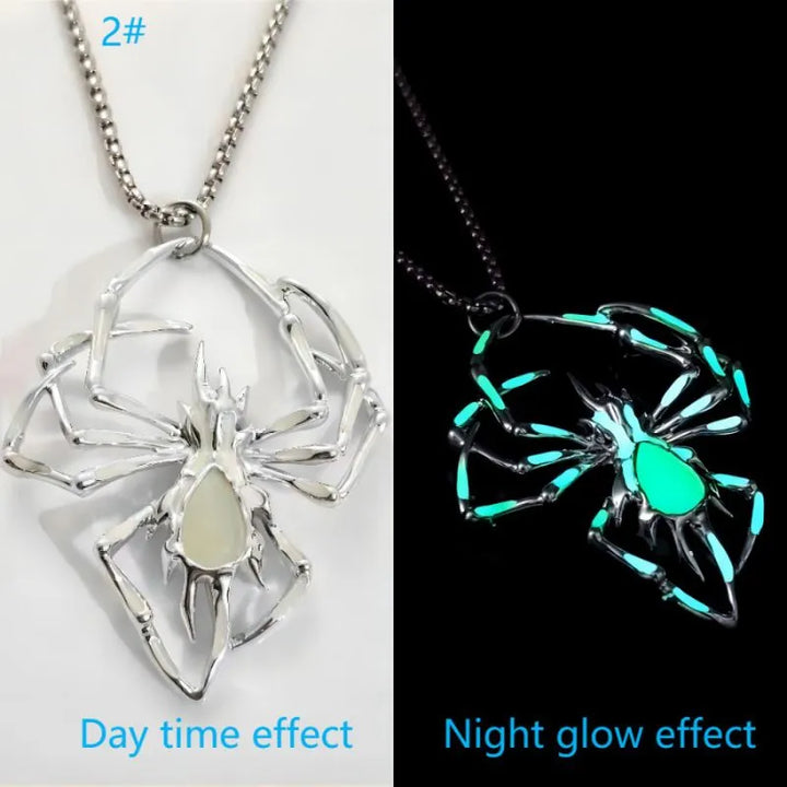  ULIKING JEWELRY NECKLACES Halloween Luminous Spider Stainless Steel Necklace 06