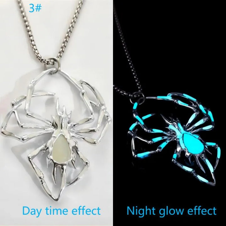  ULIKING JEWELRY NECKLACES Halloween Luminous Spider Stainless Steel Necklace 07