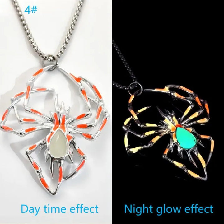  ULIKING JEWELRY NECKLACES Halloween Luminous Spider Stainless Steel Necklace 08