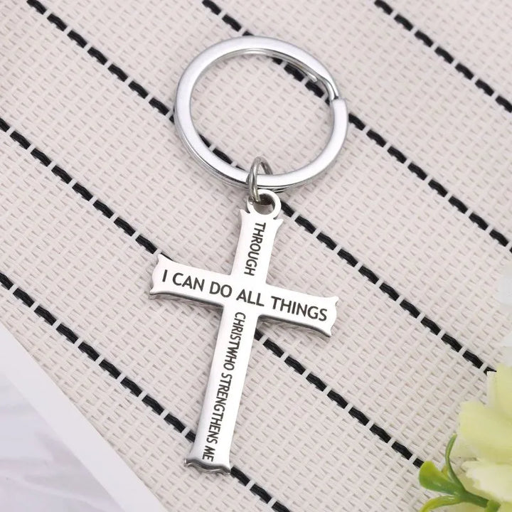  ULIKING JEWELRY KEYCHAIN  I CAN DO ALL THINGS Cross Keychain 05