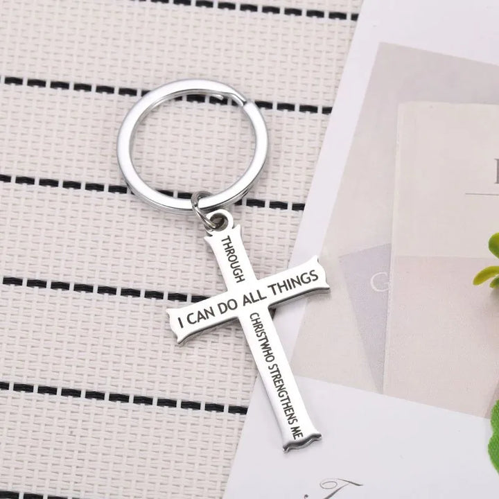  ULIKING JEWELRY KEYCHAIN  I CAN DO ALL THINGS Cross Keychain 02