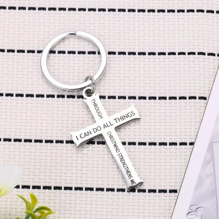  ULIKING JEWELRY KEYCHAIN  I CAN DO ALL THINGS Cross Keychain 03