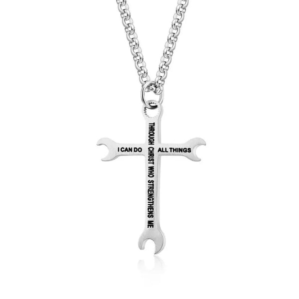  ULIKING JEWELRY PENDANTS I Can Do All Things Stainless Steel Lever Cross Pendant 08