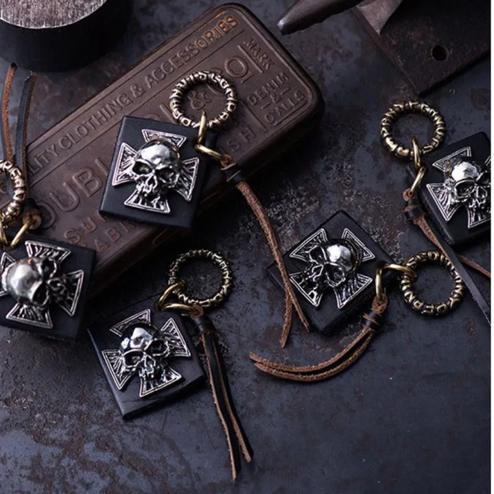 ULIKING JEWELRY KEYCHAIN Handmade Vintage Biker Skull Keychain 06