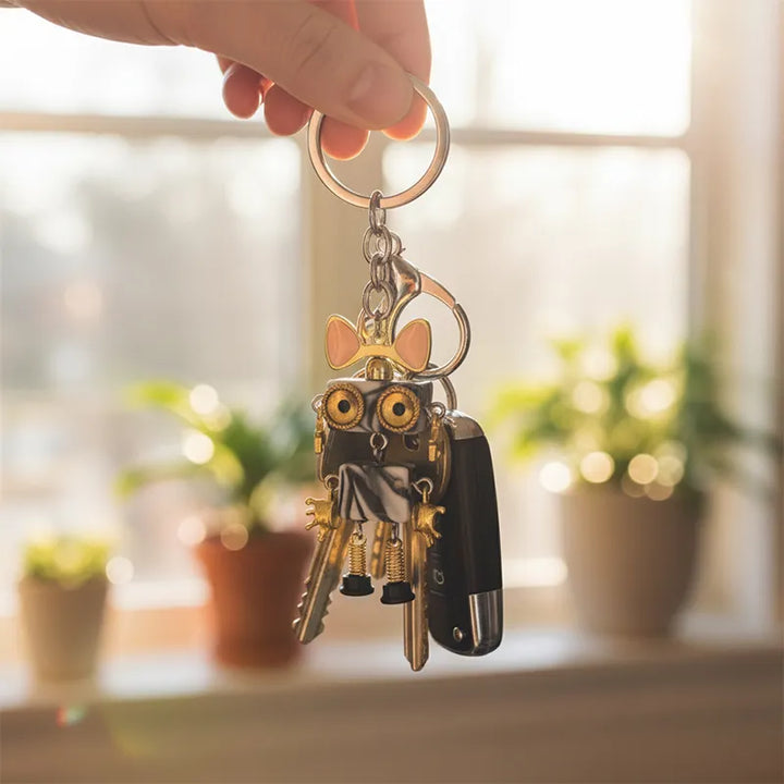  ULIKING JEWELRY KEYCHAIN  MechaKitty Steampunk Robot Handmade Keychain 02