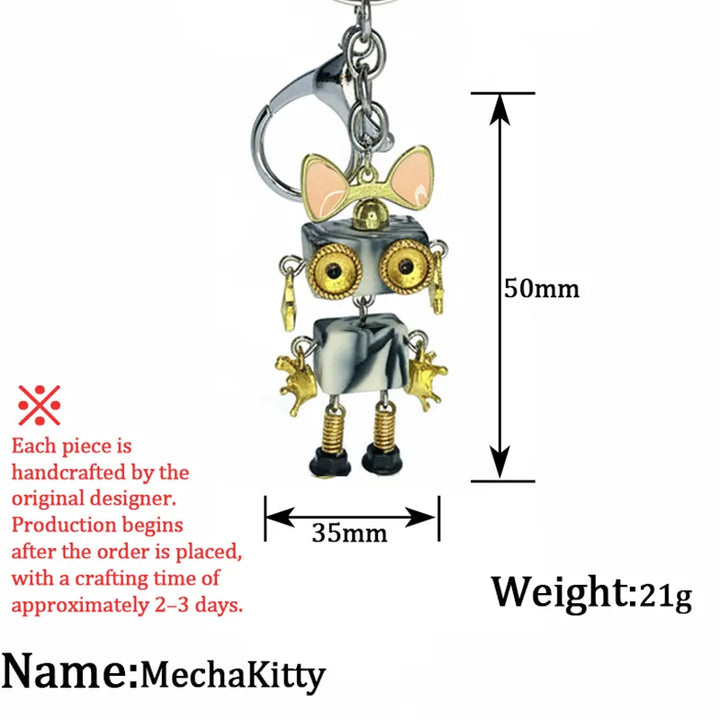  ULIKING JEWELRY KEYCHAIN  MechaKitty Steampunk Robot Handmade Keychain 06