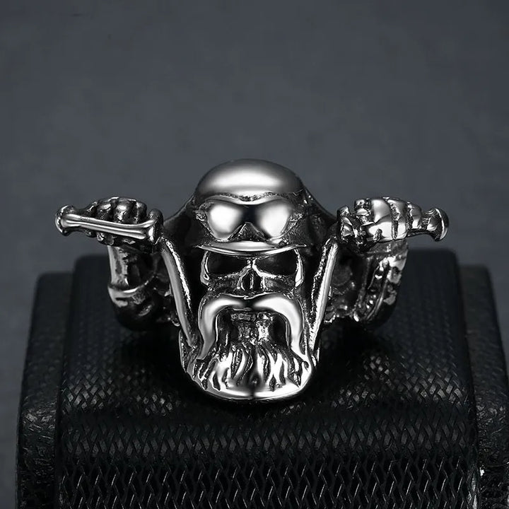ULIKING JEWELRY RINGS   Motorcycle Style Skull  Stainless Steel Ring 02