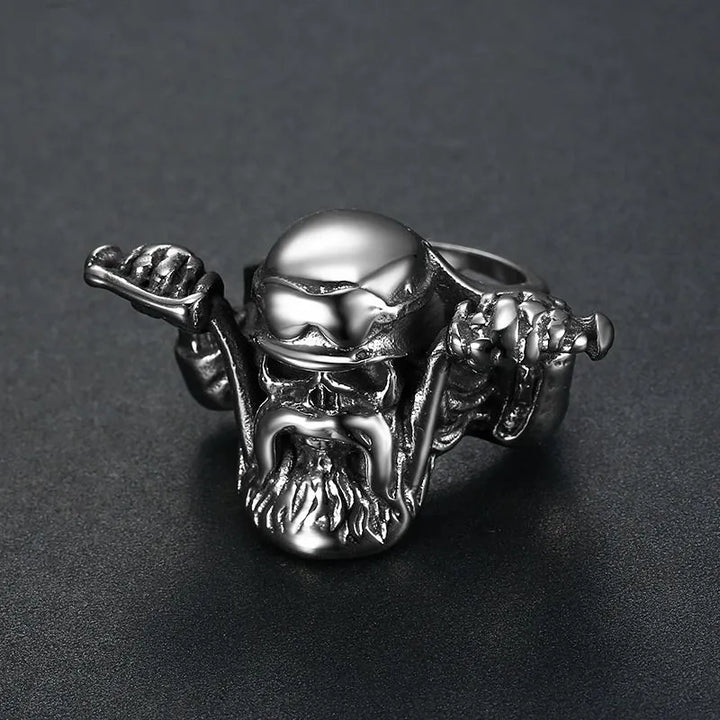 ULIKING JEWELRY RINGS   Motorcycle Style Skull  Stainless Steel Ring 03