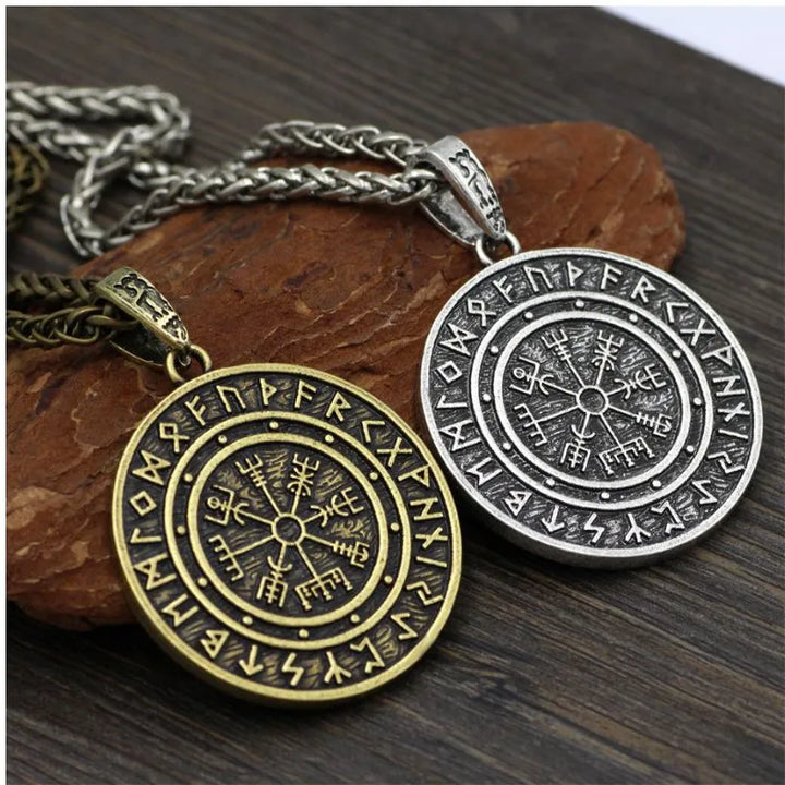 ULIKING JEWELRY NECKLACE Vintage Compass with Rune Necklace 02