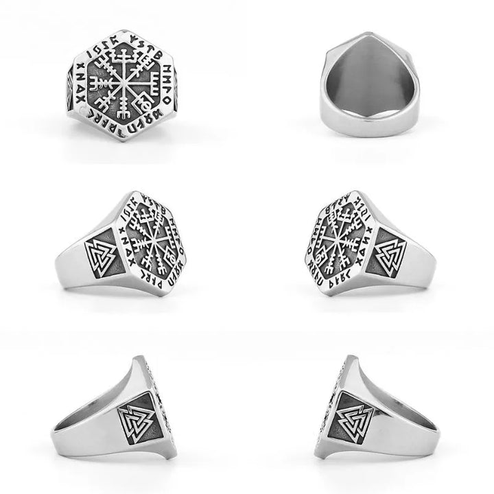 ULIKING JEWELRY RINGS Nordic Viking Compass Rune Hexagon Ring 02