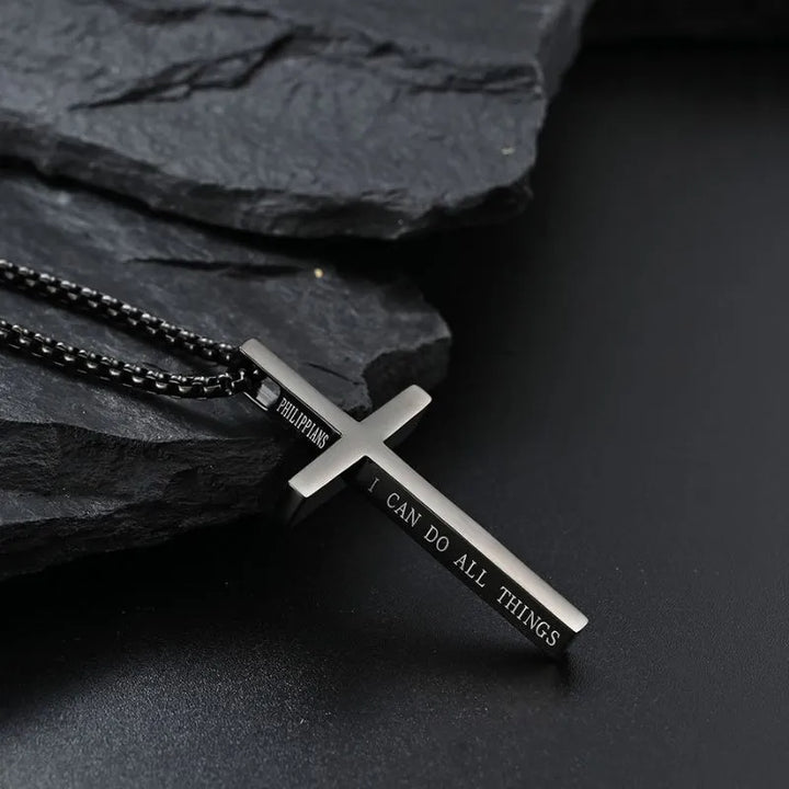  ULIKING JEWELRY PENDANTS I Can Do All Things Stainless Steel Cross Pendant 01 