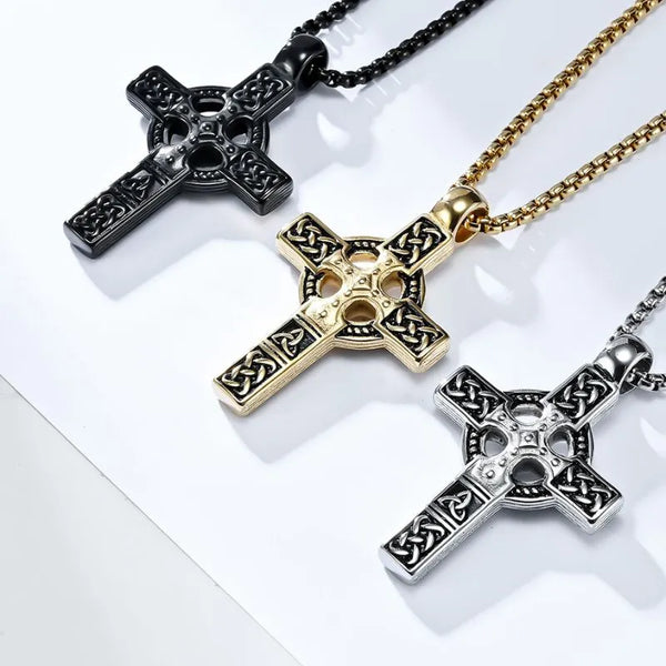  ULIKING JEWELRY PENDANTS Vintage Celtic Knot Stainless Steel Cross Pendant 01 