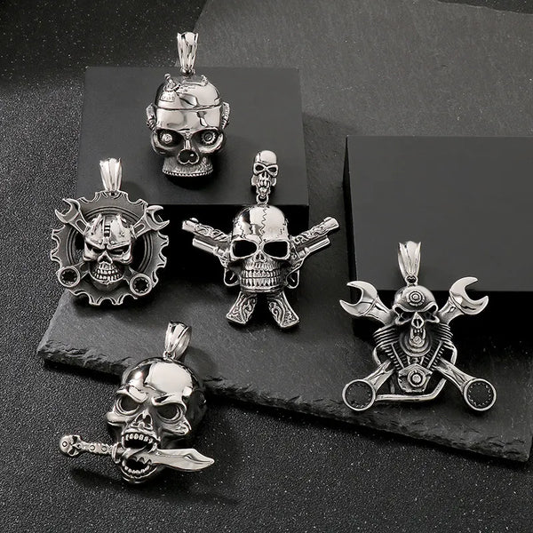  ULIKING JEWELRY PENDANTS PUNK Mechanical Skull Stainless Steel Pendant 01