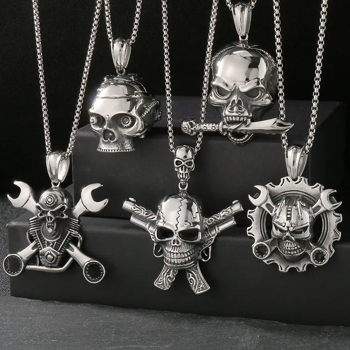  ULIKING JEWELRY PENDANTS PUNK Mechanical Skull Stainless Steel Pendant 03