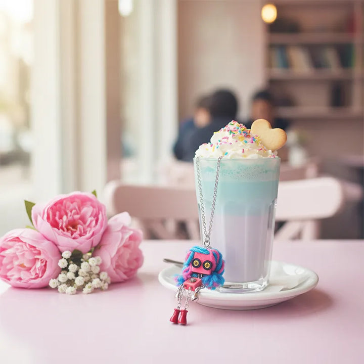  ULIKING JEWELRY NECKLACES  Pinky Boo Steampunk Robot Handmade Necklace 03