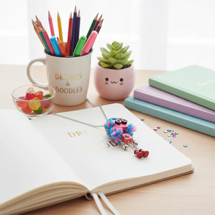  ULIKING JEWELRY NECKLACES  Pinky Boo Steampunk Robot Handmade Necklace 04