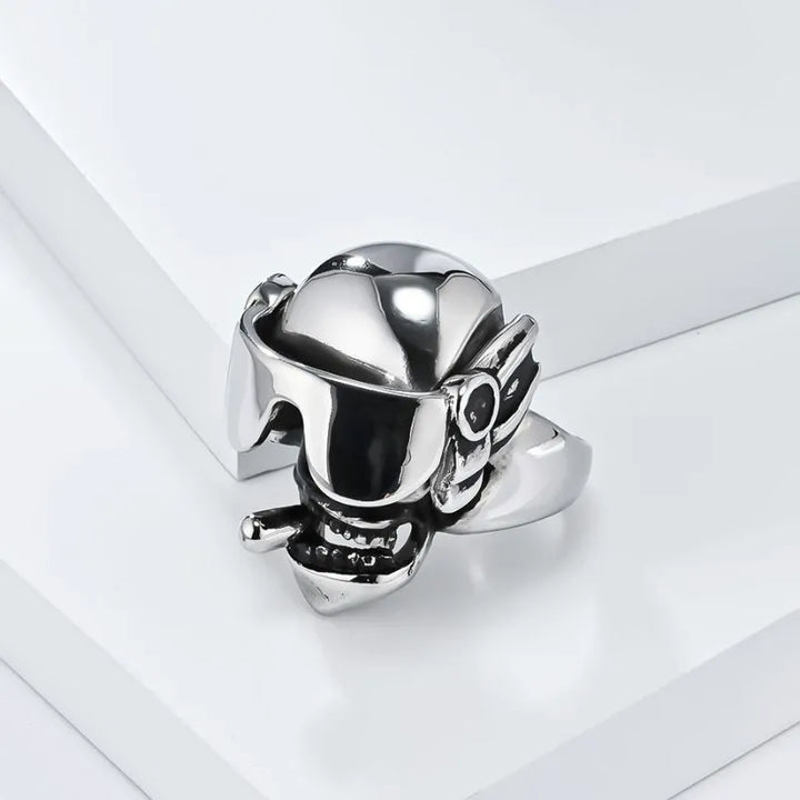 ULIKING JEWELRY RINGS  Punk Cigar Skull Ring 04