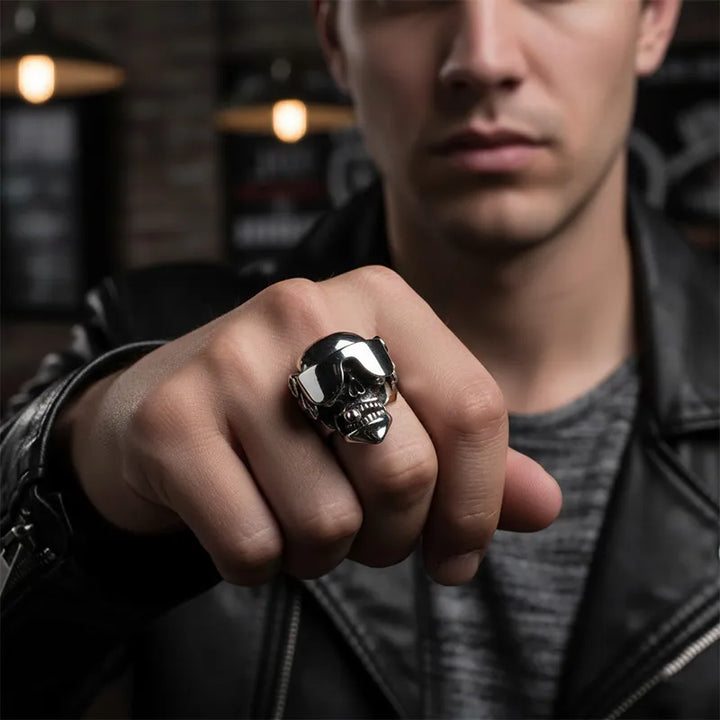 ULIKING JEWELRY RINGS  Punk Cigar Skull Ring 02