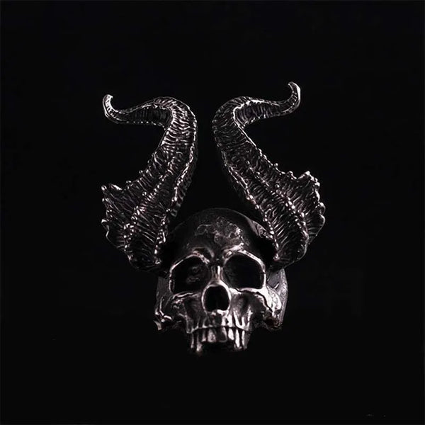 Punk Sheep Horns Skull Ring