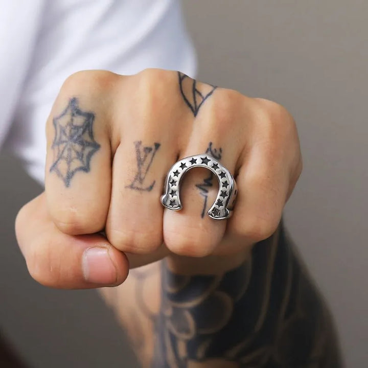 ULIKING JEWELRY RINGS Punk U-Shaped Star Stainless Steel Ring  02