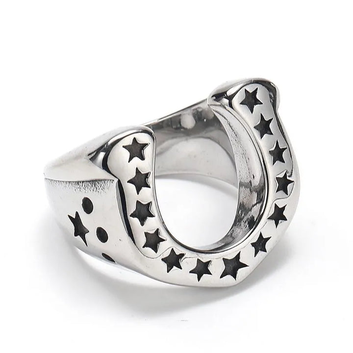 ULIKING JEWELRY RINGS Punk U-Shaped Star Stainless Steel Ring  03