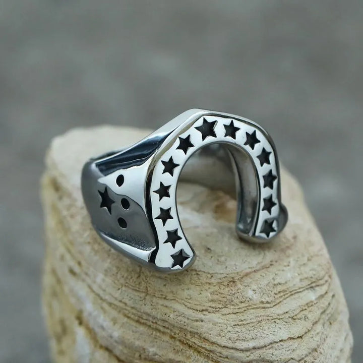 ULIKING JEWELRY RINGS Punk U-Shaped Star Stainless Steel Ring  05