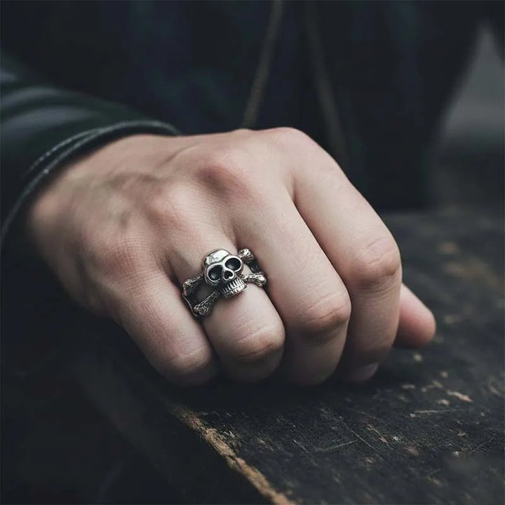 ULIKING JEWELRY  RING  Vintage Gothic Stainless Steel Unisex Skull Ring 07