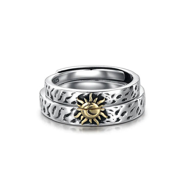 ULIKING JEWELRY RINGS  S925 Sterling Silver Sun & Moon Eternal Couple Ring 01