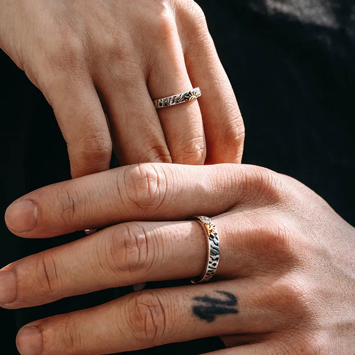 ULIKING JEWELRY RINGS  S925 Sterling Silver Sun & Moon Eternal Couple Ring 02